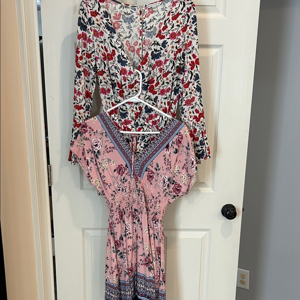 American Eagle Outfitters Floral Print Top - Red, Pink, Blue. 2 tops